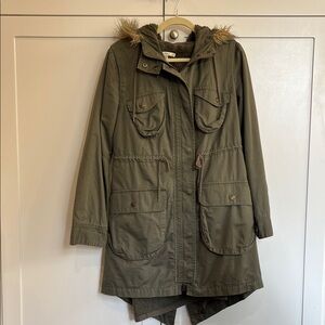 Max Studio two in one Khaki Hooded Jacket with Faux Fur
